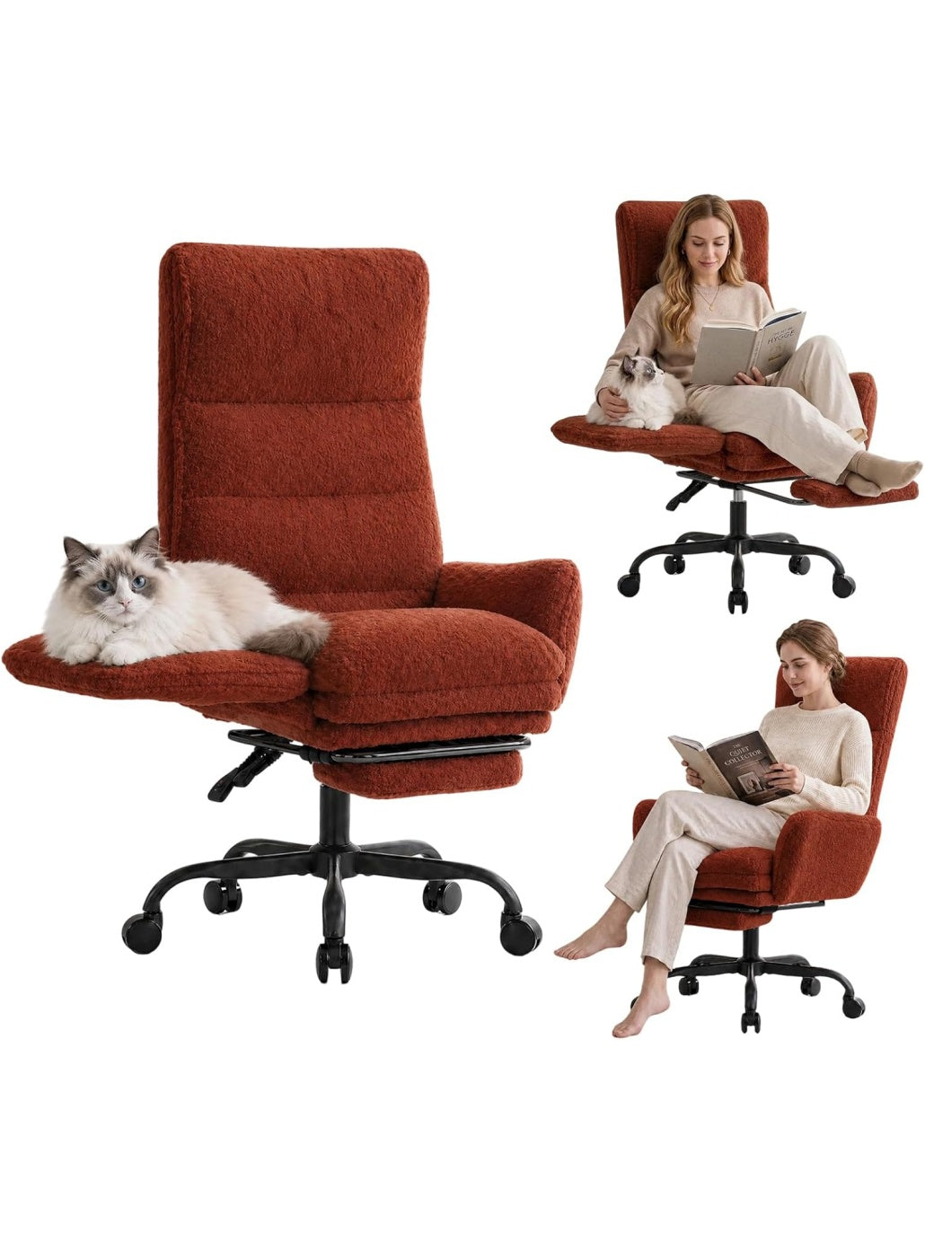 Silla ergonomica de oficina con reposapies asiento amplio reposabrazos abatibles y tapizado suave
