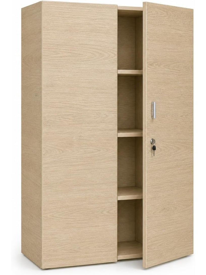 Armario Archivador de Oficina con Llave y Cuatro Estantes para Documentos y Material de Trabajo