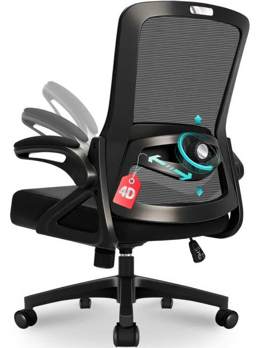 Silla de oficina ergonomica con soporte lumbar ajustable reposabrazos plegables y respaldo reclinable
