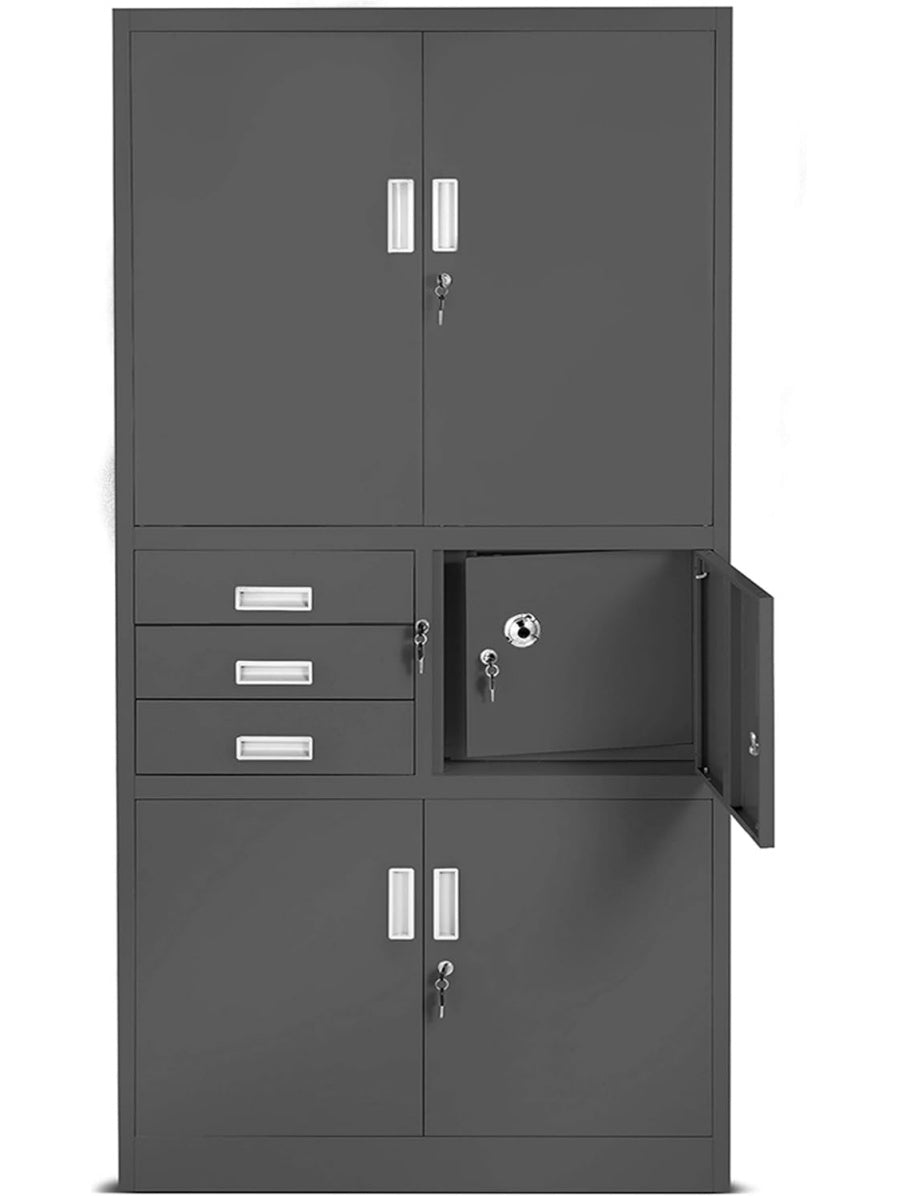 Armario Archivador Metalico con 3 Cajones y Compartimento de Seguridad para Oficina