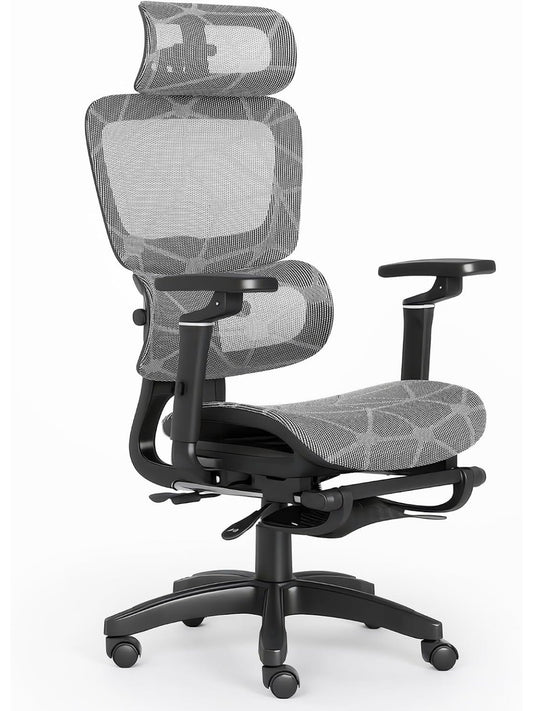 Silla ergonomica de escritorio con respaldo de malla reposacabezas ajustable reposabrazos regulables y soporte lumbar