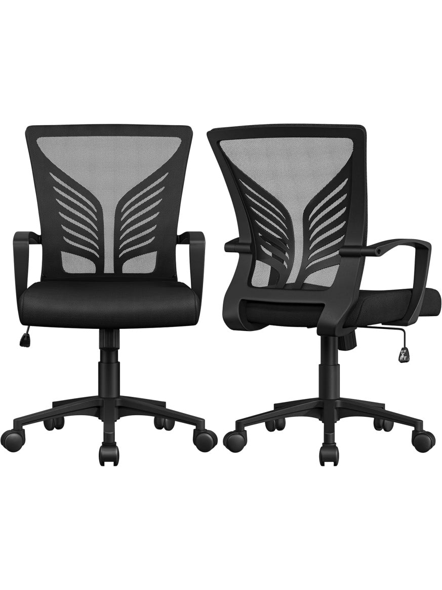Pack de dos sillas de oficina con respaldo de malla funcion de inclinacion y diseno ergonomico